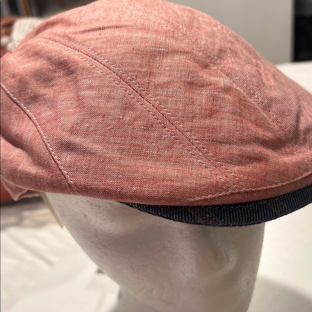 Men's Salmon Linen Newsboy Cap